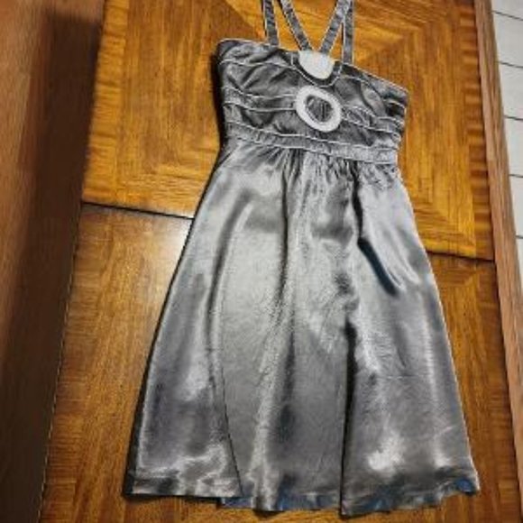 BCBG Silver Satin Dress - Picture 3 of 15